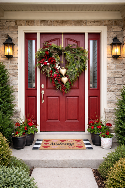 🏆Valentine's Day Pre-Sale Save 70%❤️ Farmhouse Valentine Heart Wreath: Gold Bells, Red Roses & Berries🎉