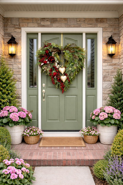 🏆Valentine's Day Pre-Sale Save 70%❤️ Farmhouse Valentine Heart Wreath: Gold Bells, Red Roses & Berries🎉