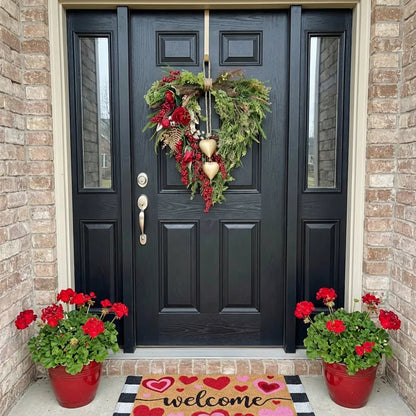 🏆Valentine's Day Pre-Sale Save 70%❤️ Farmhouse Valentine Heart Wreath: Gold Bells, Red Roses & Berries🎉