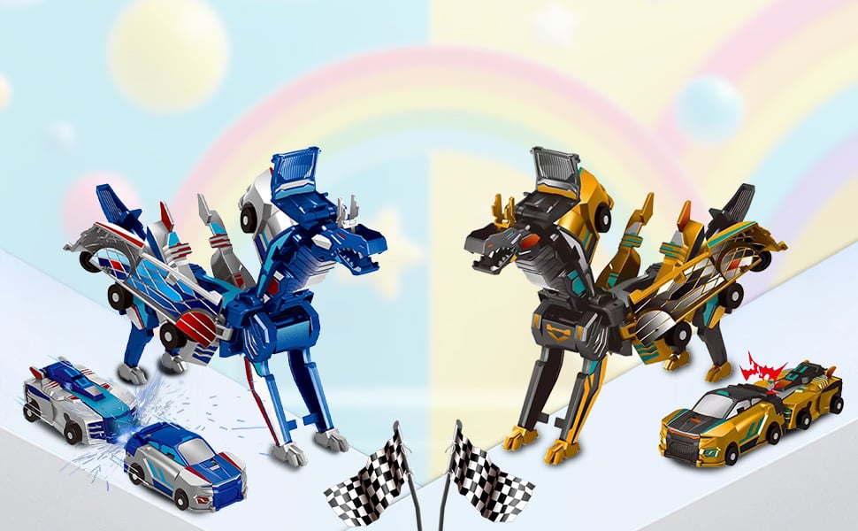 🎁✨ Collision Transforming Dinosaur Car Toy